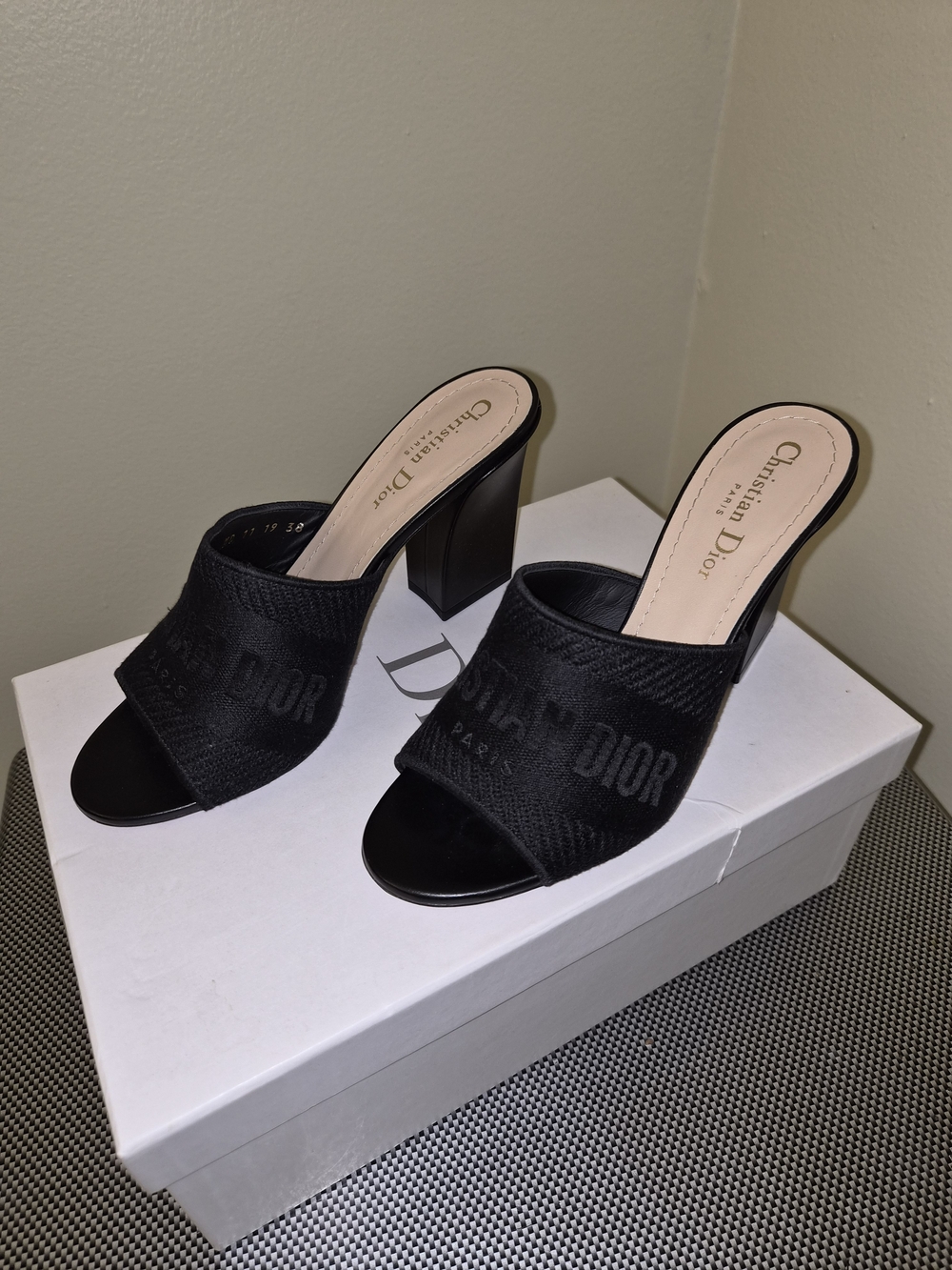 Dior Black Embroidered Fabric Slide Mules - Picture 2 of 3
